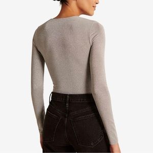 long sleeve v neck sparkle bodysuit